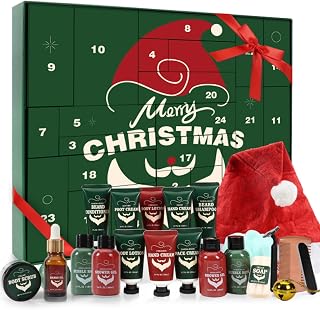 Rinse & Robust Advent Beauty Calendar 2026 Beard Care Kit Gifts for Men | 24 Days Advent Calendar for Christmas, Gifts for Men, Stocking Stuffers,Skincare Beauty Advent Calendar, Beard Care Grooming
