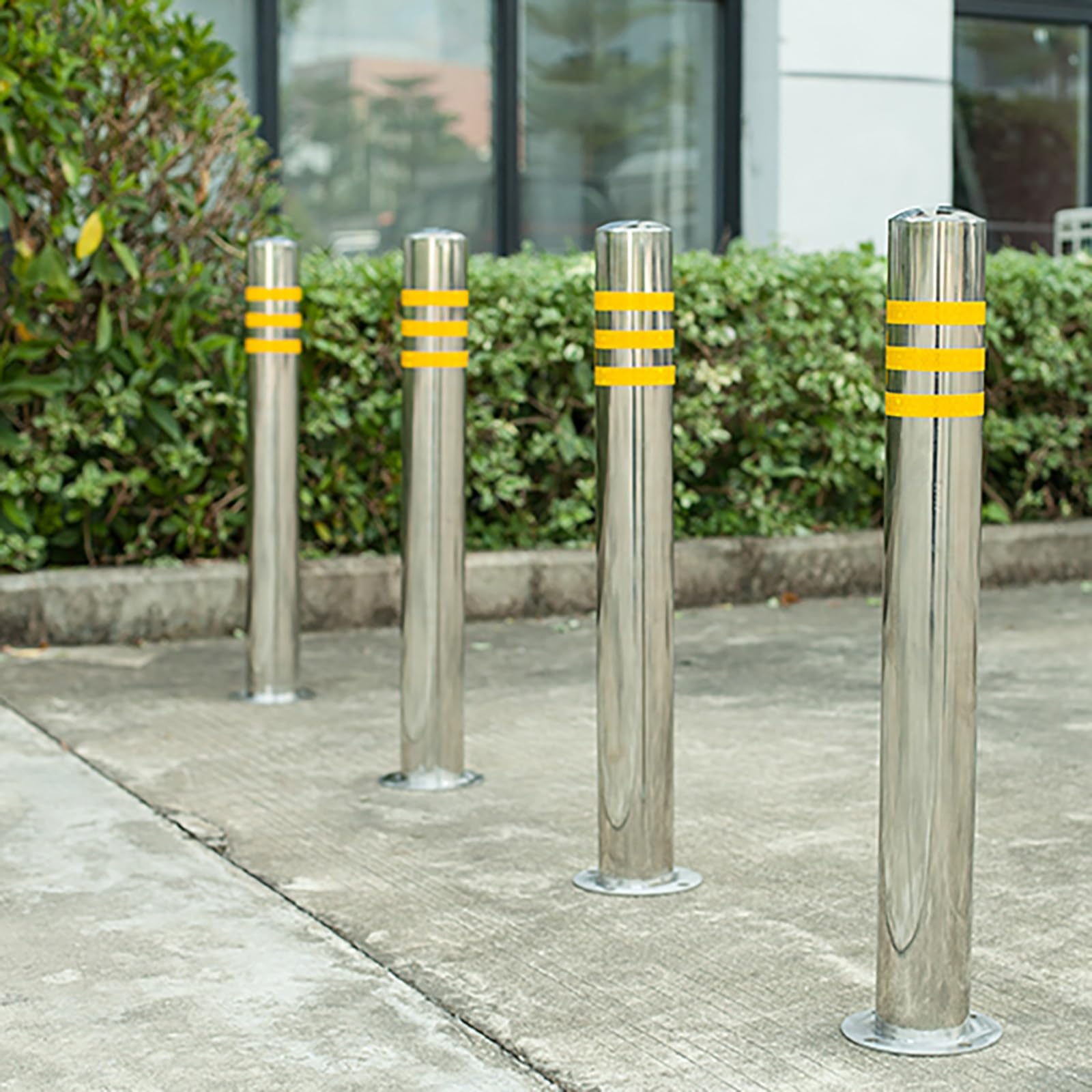 Bolardo de control de tráfico amarillo reflectante flexible de 23.6 pulgadas, poste de seguridad extraíble de acero inoxidable para construcción de carreteras, barrera de tráfico duradera (1 unidad)