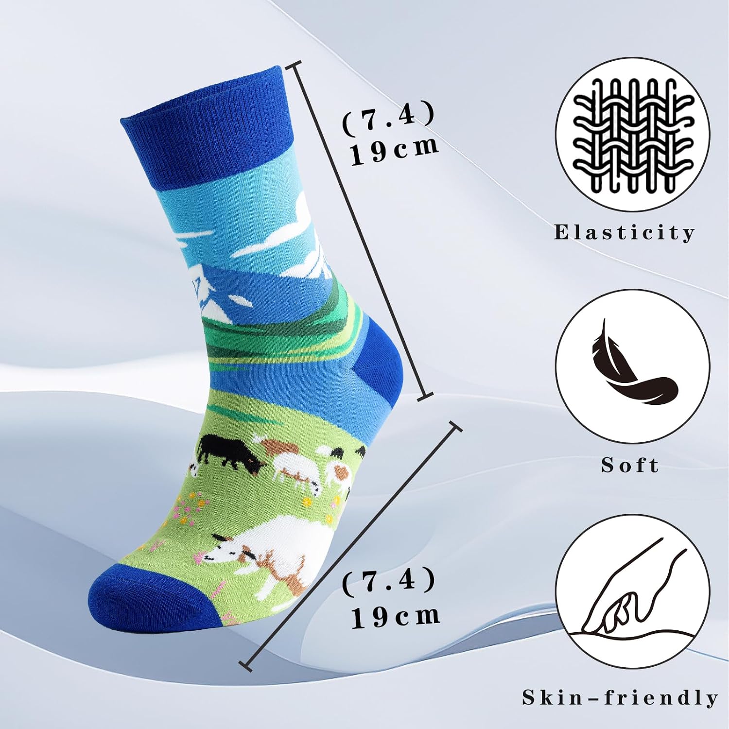 6 Pairs Men's Funny Novelty Crew Socks,Pattern Crazy Cool funky Socks Cotton Socks for Christmas Gifts