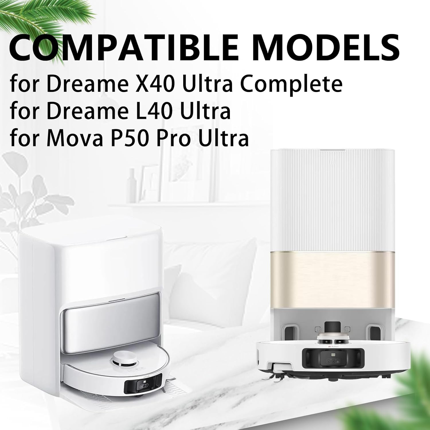 Accessoires for Dreame X40 Ultra Complete, L40 Ultra, for Mova P50 Pro Ultra Vacuum Cleaner, 2 Main Brushes, 4 Mop Pads, 4 Filters, 6 Dust Bags, 6 Side Brushes, for Mova P10 Pro Replacement 24 Pcs