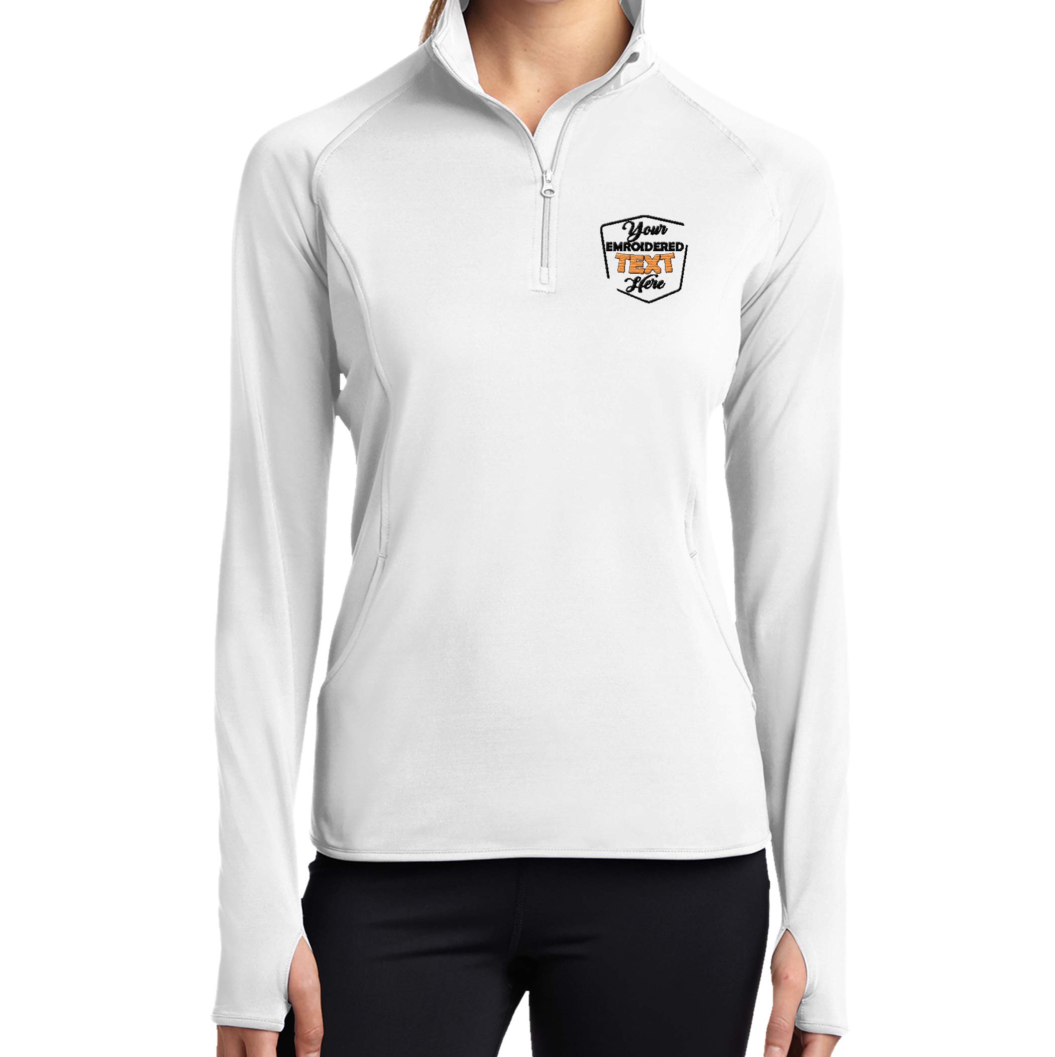 NACRE APPAREL Personalized Embroidered Zip Pullover Custom Add Your Text Half Zip Sport Sweatshirt for Women