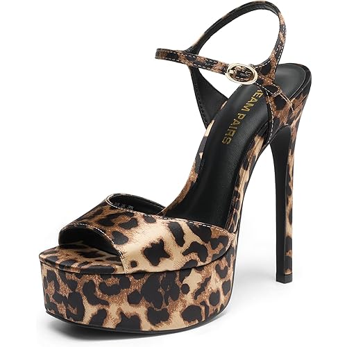 DREAM PAIRS Women’s High Platform Heels 5.75'' Stilettos Open Square Toe Heeled Sandals Ankle Strap Sexy Comfort Dress Shoes Wedding Bridal Pumps