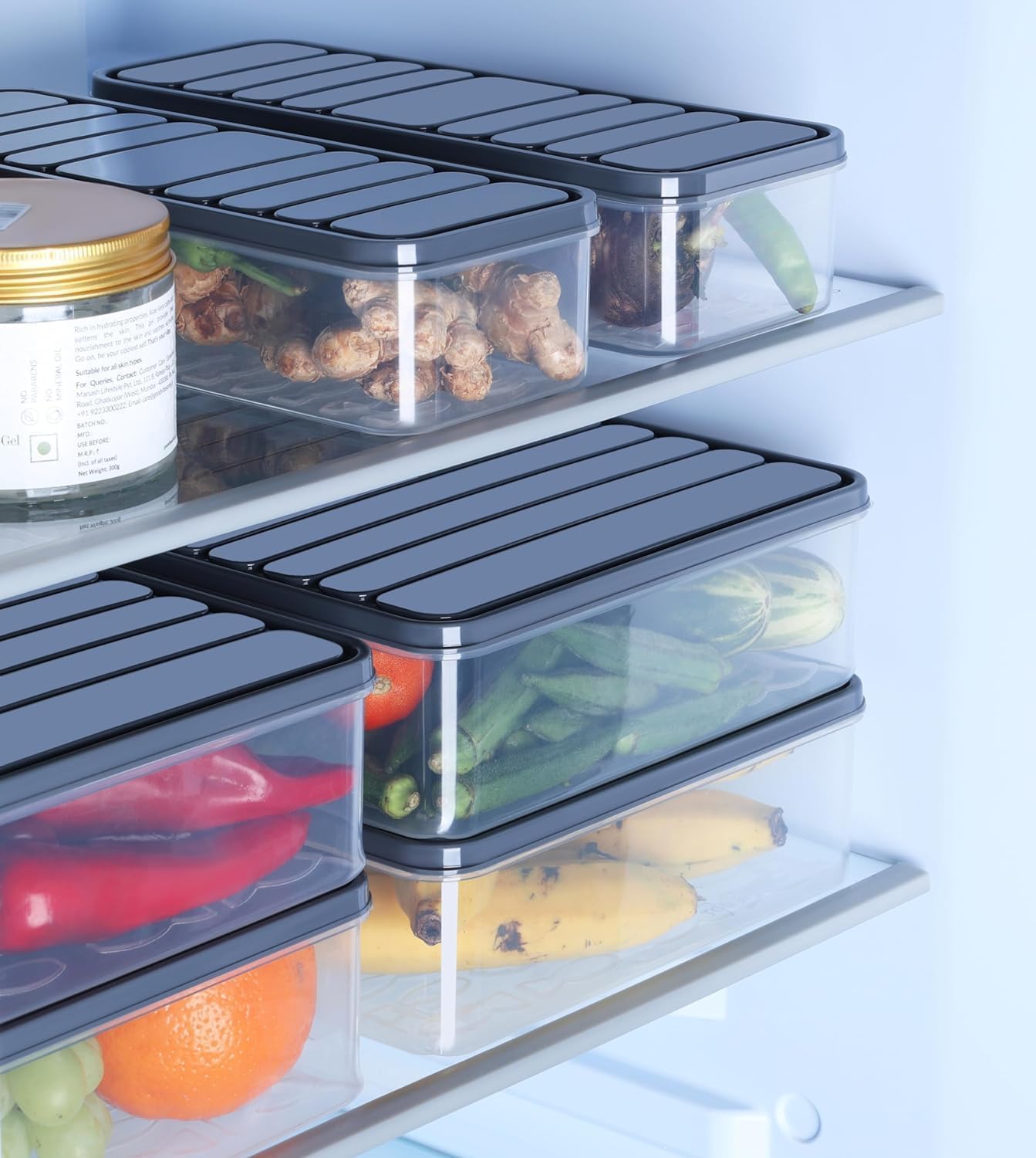 SATVIKAYA Air Tight Plastic Storage Containers Set for Kitchen | Pantry Organizers Kitchen Accessories Items,Fridge Storage Boxes | Leak-Proof, Durable, and Space-Saving (4, 2500ml) (1200 ML, 6)