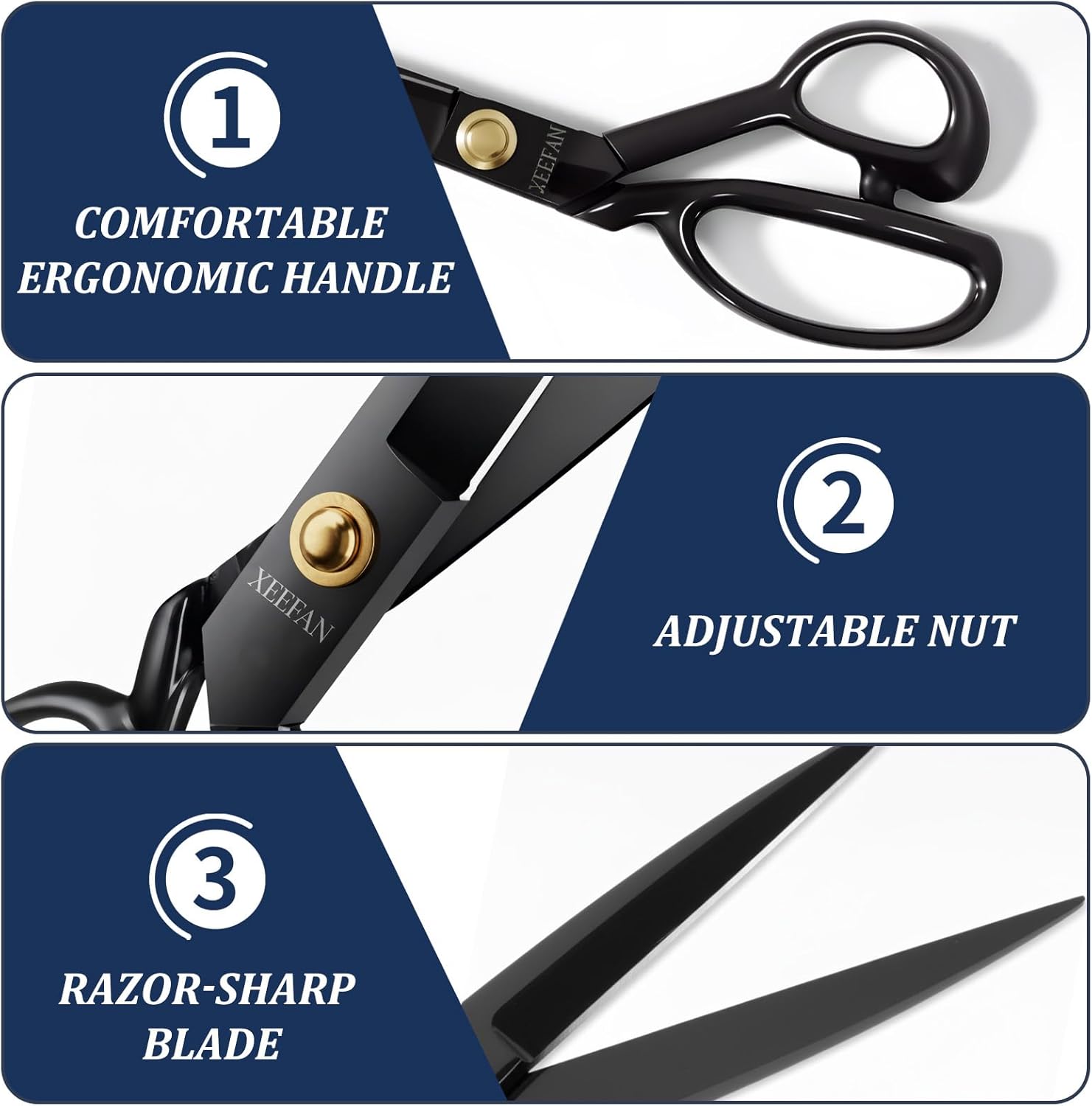 Fabric Scissors 9 Inch Professional Sewing Shears for Fabric,Cloth Cutting Sharp Heavy Duty Scissors Large High Carbon Steel Tailor Shears for Home Office School (9 inch)