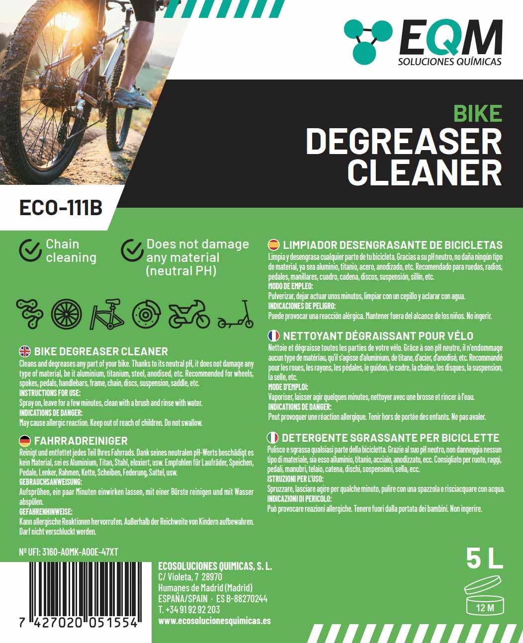 Sgrassatore Neutro per Biciclette 5L ECO-111B