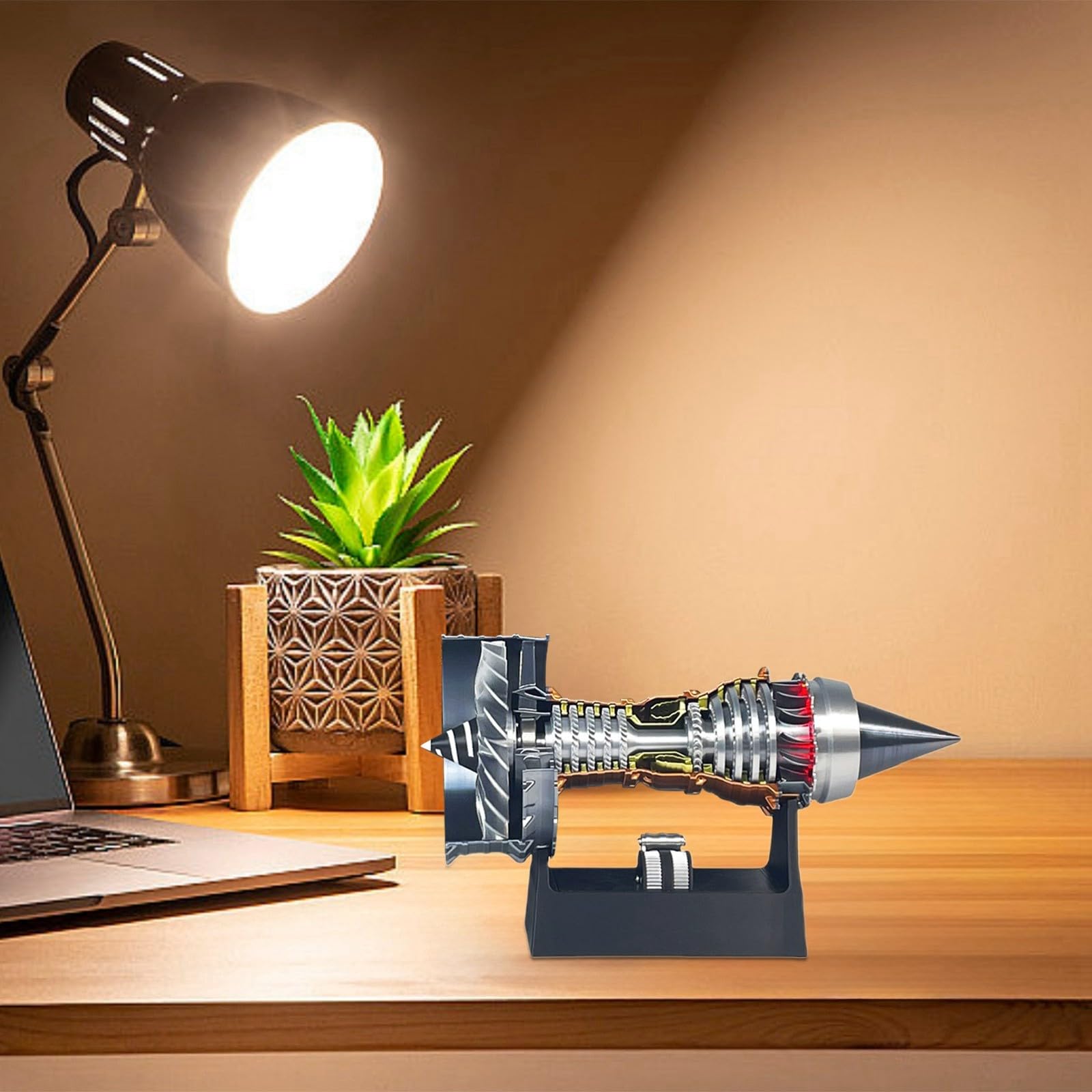 Kit de construcción de motor de simulación 120 con función luminosa para jóvenes, juguete espacial educativo, juego completo de montaje de aviones para exposiciones, réplica altamente detallada para
