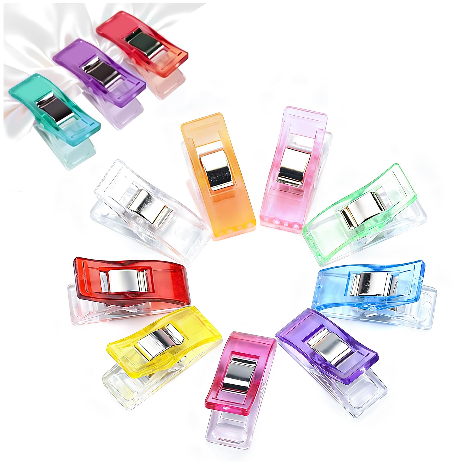 Clip da Cucito 100 Pezzi, Mollette da Cucito Fai Da Te, Clip per Quilting Multiuso Acciaio e Plastica