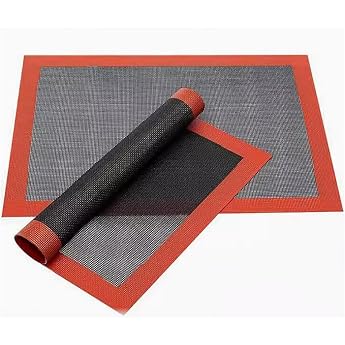 GOODCHI Cooking Sheet, Baking Mat, Set of 2, Sill Pan, Washable, Reusable, Bread, Oven/Microwave Safe, Oven Sheet Z, 10.8 x 10.8 inches 27.5 x 27.5 cm