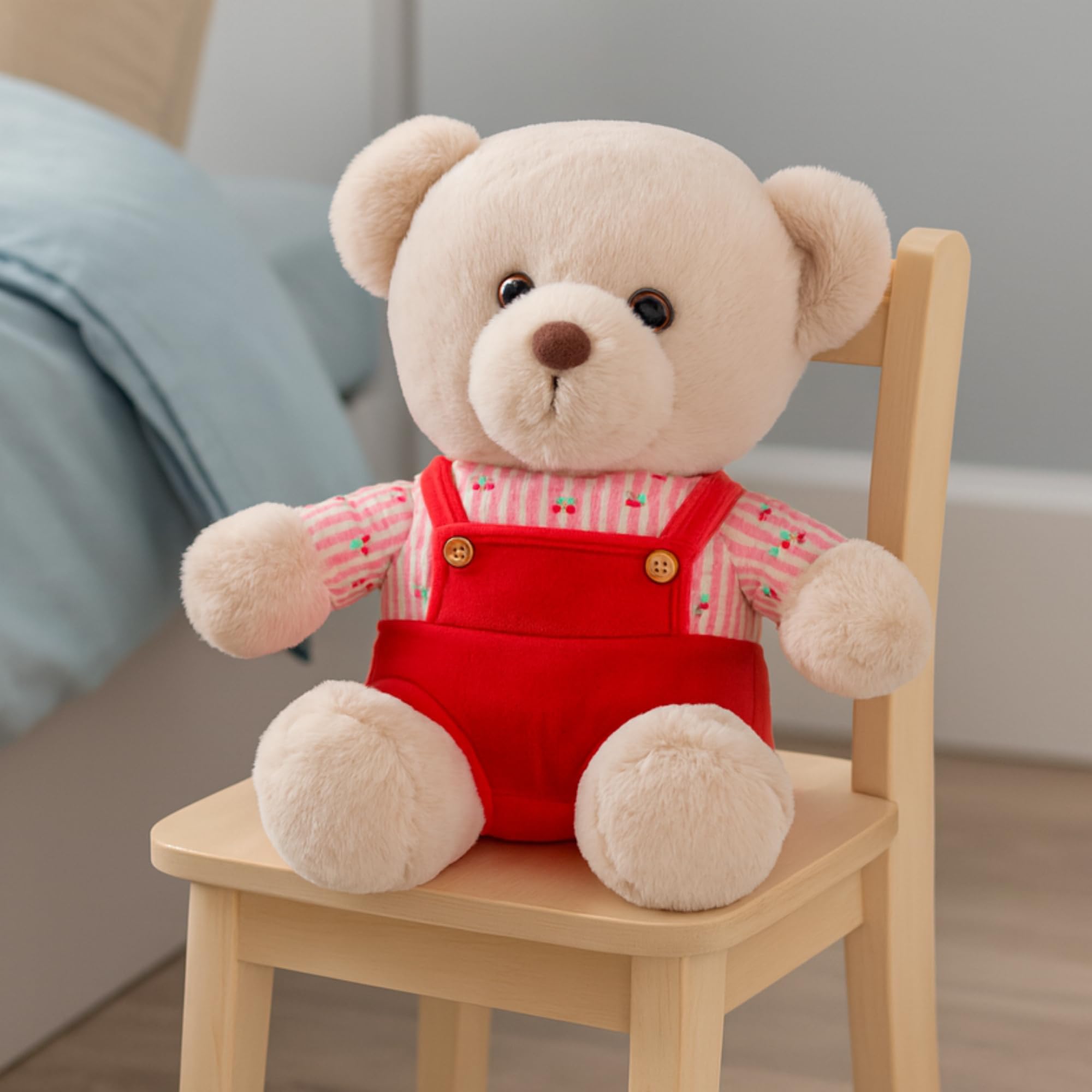 Mirada Cute Cherry Dangri Bear Plush Soft Toy | Dressed Stuffed Teddy for Baby Girls & Kids | Cute, Washable & Snuggly Gift for Raksha Bandhan/Birthday/Festivals - 25cm-image-43