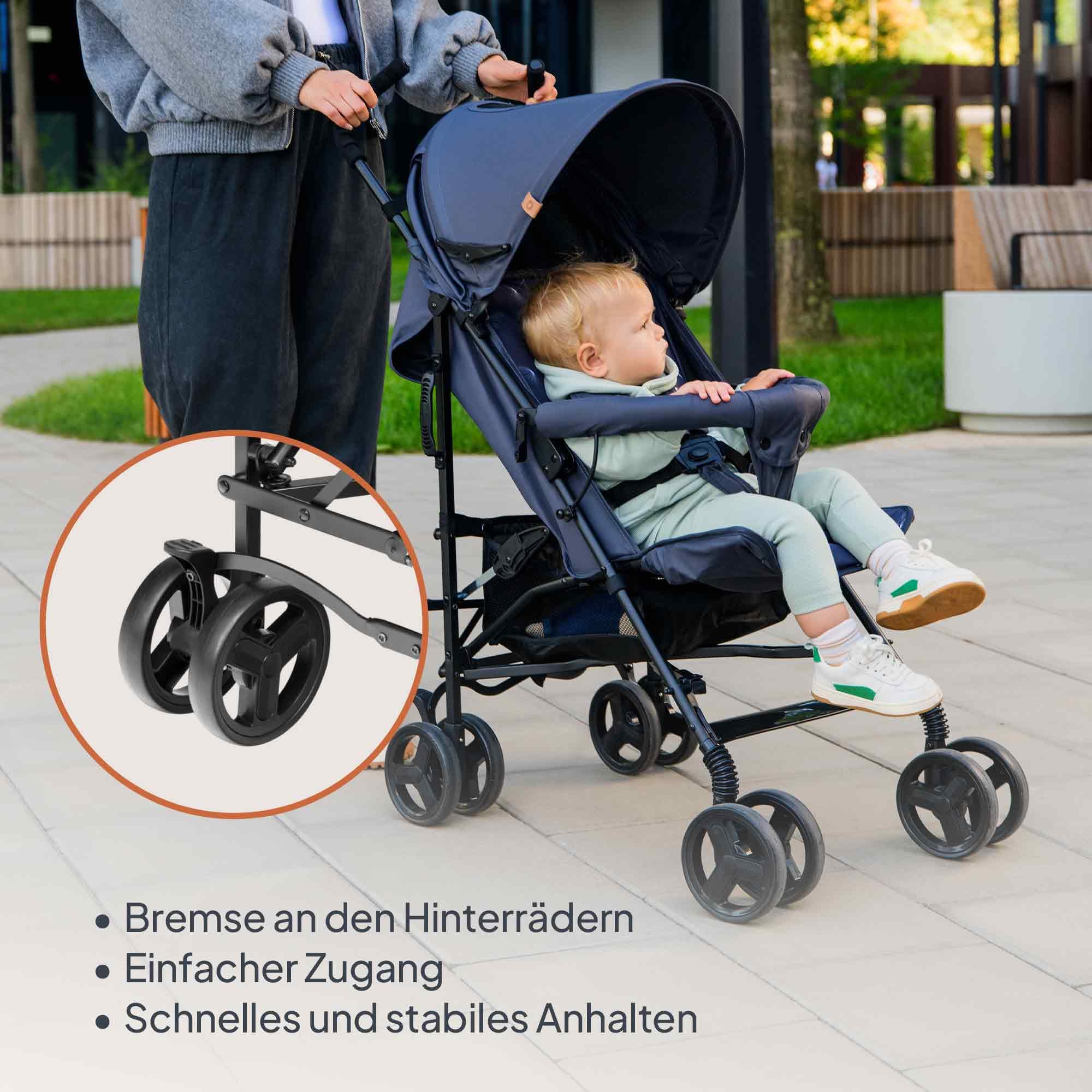 LIONELO Elia Buggy Klein Zusammenklappbar Kinderwagen Bis 15 Kg, Rücken Und Fußstützenverstellung Hinterradbremse, Moskitonetz, Einkaufskorb