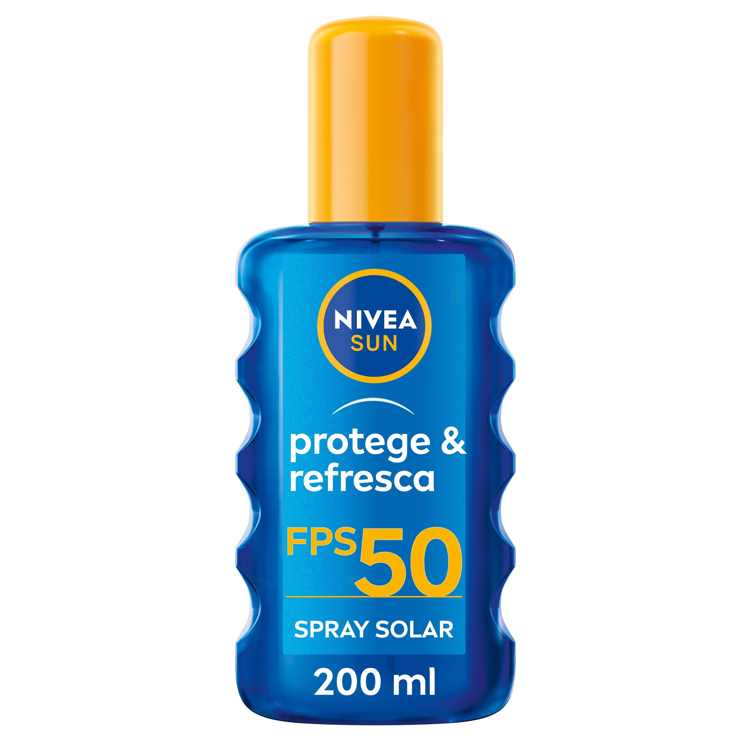 NIVEA SUN Protege & Refresca Spray Solar FP50 (1 x 200 ml), spray con protección UVA/UVB, protección solar alta invisible, refrescante y resistente al agua