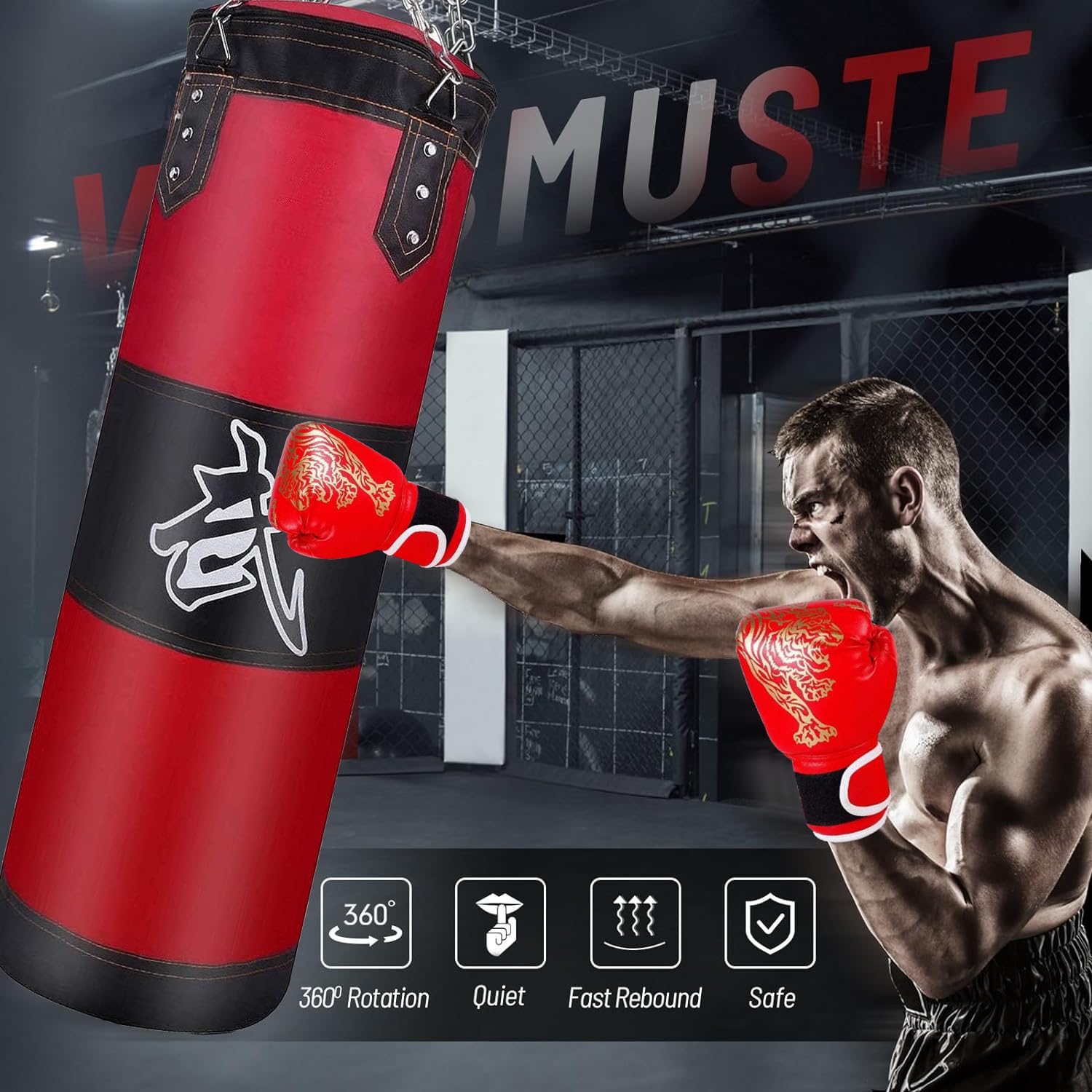 Saco De Boxeo ORANE 1.2m Con Guantes - Kit Completo Entrenamiento Artes Marciales