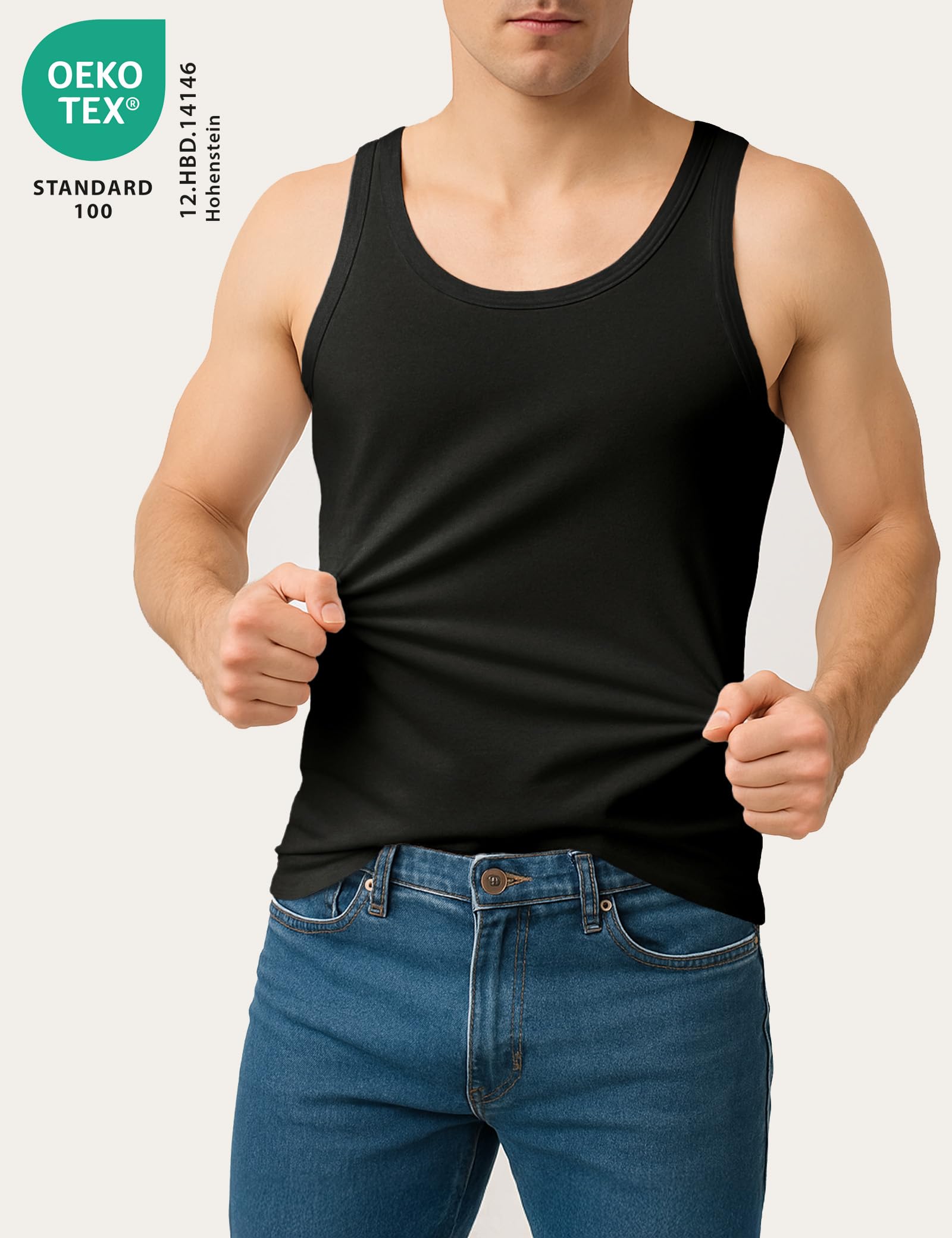 ALPIDEX Herren Classic Unterhemd 5er Set Männer Tank Top 100% Baumwolle Basic Feinripp Ärmellos Shirt Weiß Schwarz