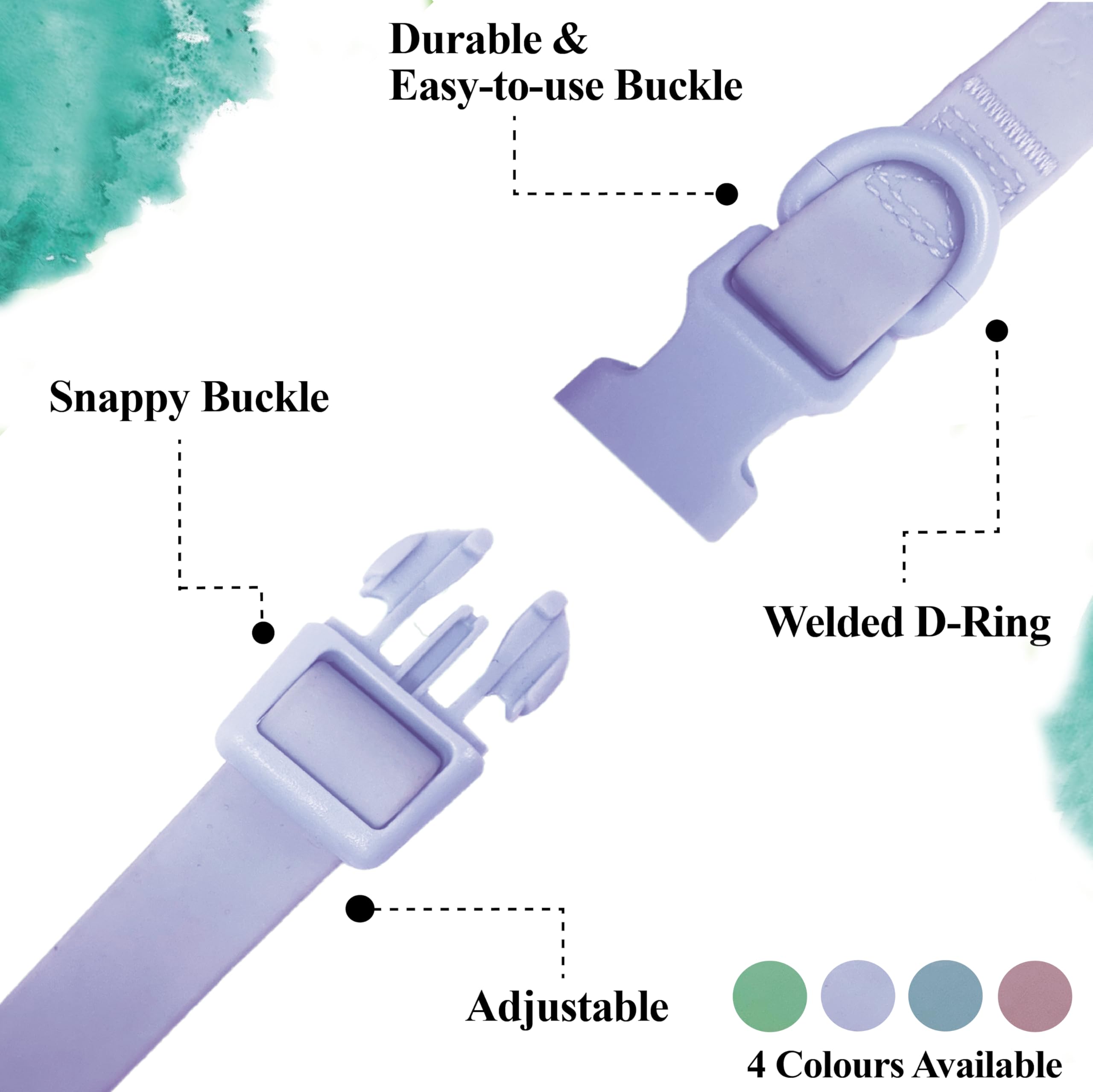 HugglePets Skye & Murphy Snappy - Set guinzaglio e collare Snappy per cani, resistente alle intemperie, facile da pulire, con collari, blu oceano, taglia L, 40-45 cm, set collare e guinzaglio