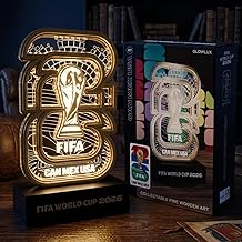 FIFA World Cup 2026 Official Licensed Collectible Display with White LED Glow &ndash; Soccer Memorabilia Gift for Men, Dad, Son, Fans &ndash; Man Cave, Bar, Desk Decor &ndash; USA CAN MEX Trophy