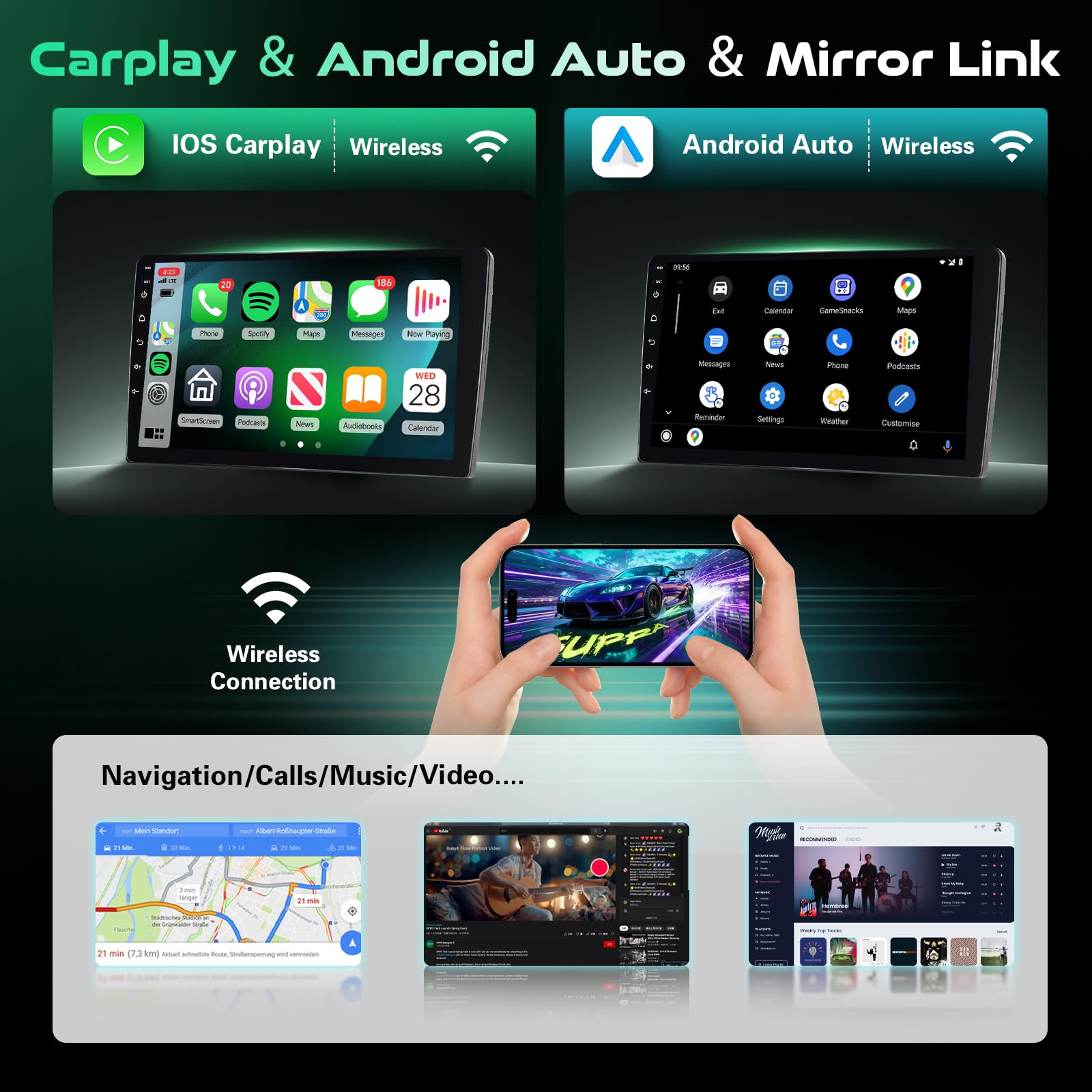 [2G + 64G] Inefala Android 15 radio samochodowe do Nissan Qashqai 2006-2016 z bezprzewodowym Carplay Android Auto, 9-calowy ekran dotykowy radio z radiem samochodowym 2DIN BT5.0, nawigacja GPS, WiFi