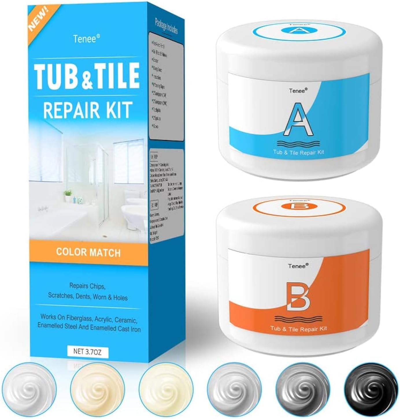 Tub/Shower Floor Repair Kit, 141/2 in W x 32 in L, Bone