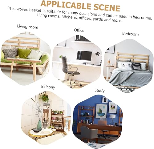 Miniatura 3 de BETOOKY Cesta de almacenamiento de papelera de oficina, papelera tejida, papelera pequeña, cesta de flores, canasta de basura, cuerda de paja,