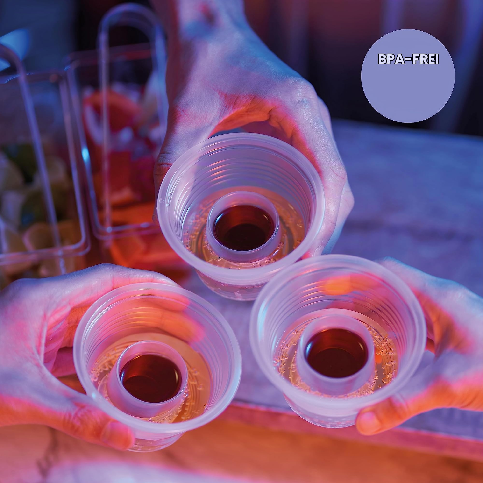 MATANA 100 Bomb Schnapsgläser aus Kunststoff, Flying Hirsch Gläser (100ml) – Shotgläser, Shot Becher, Schnapsbecher, Plastikbecher - Party Zubehör - Stabil & Mehrweg