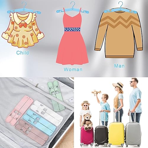 Miniatura 4 de Perchas de viaje plegables, perchas plegables portátiles antideslizantes, ligeras, adecuadas para camisetas, pantalones, faldas, abrigos, etc. (rosa)