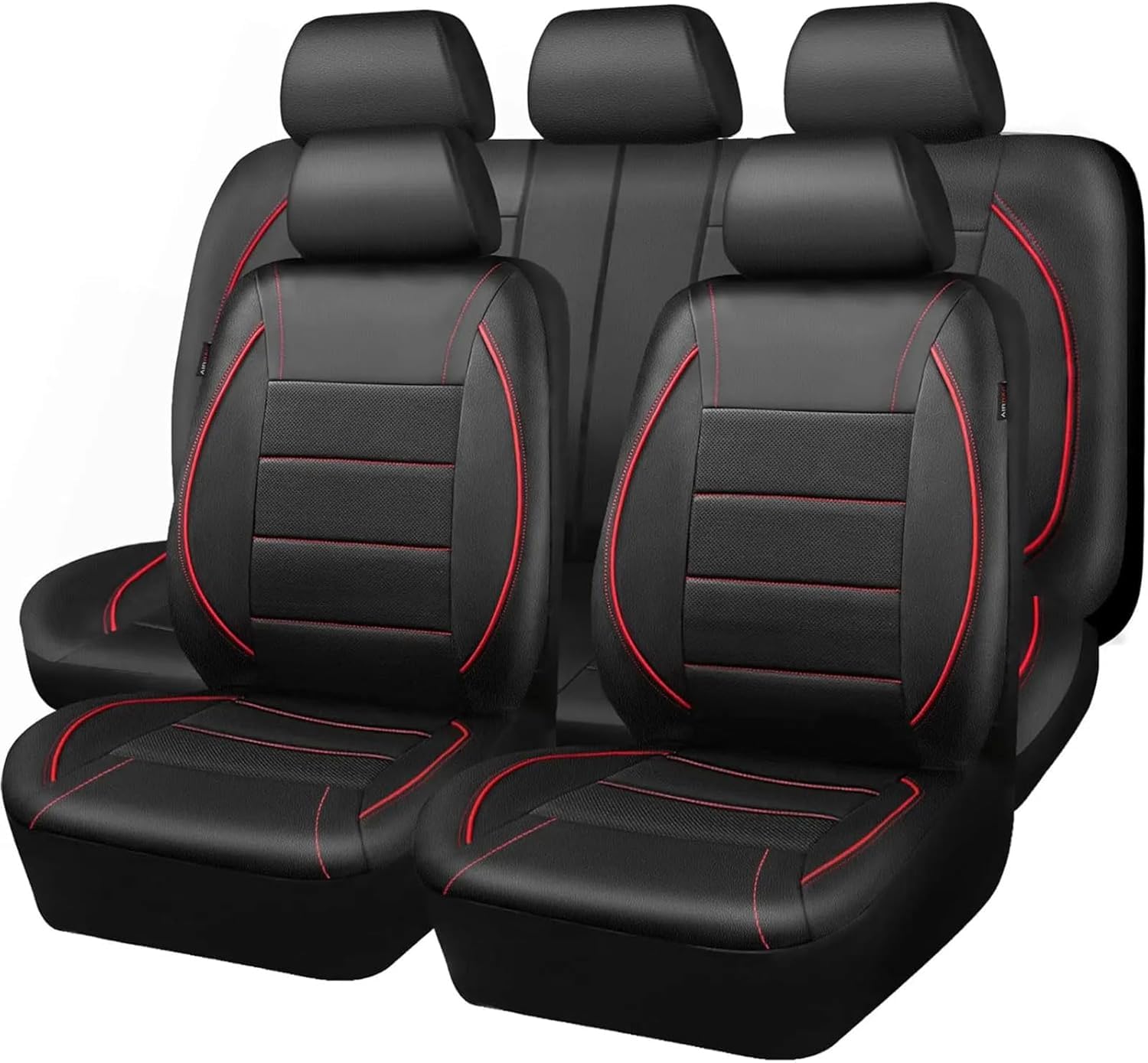 UDXFGJ Full Set Car Seat Protectors for Vauxhall Adam/Calibra/Cascada/Monaro/Zafira C Tourer/Meriva, Full Set Car Seat Covers PU Leather NonSlip Full Set Seat Protectors Covers,Red