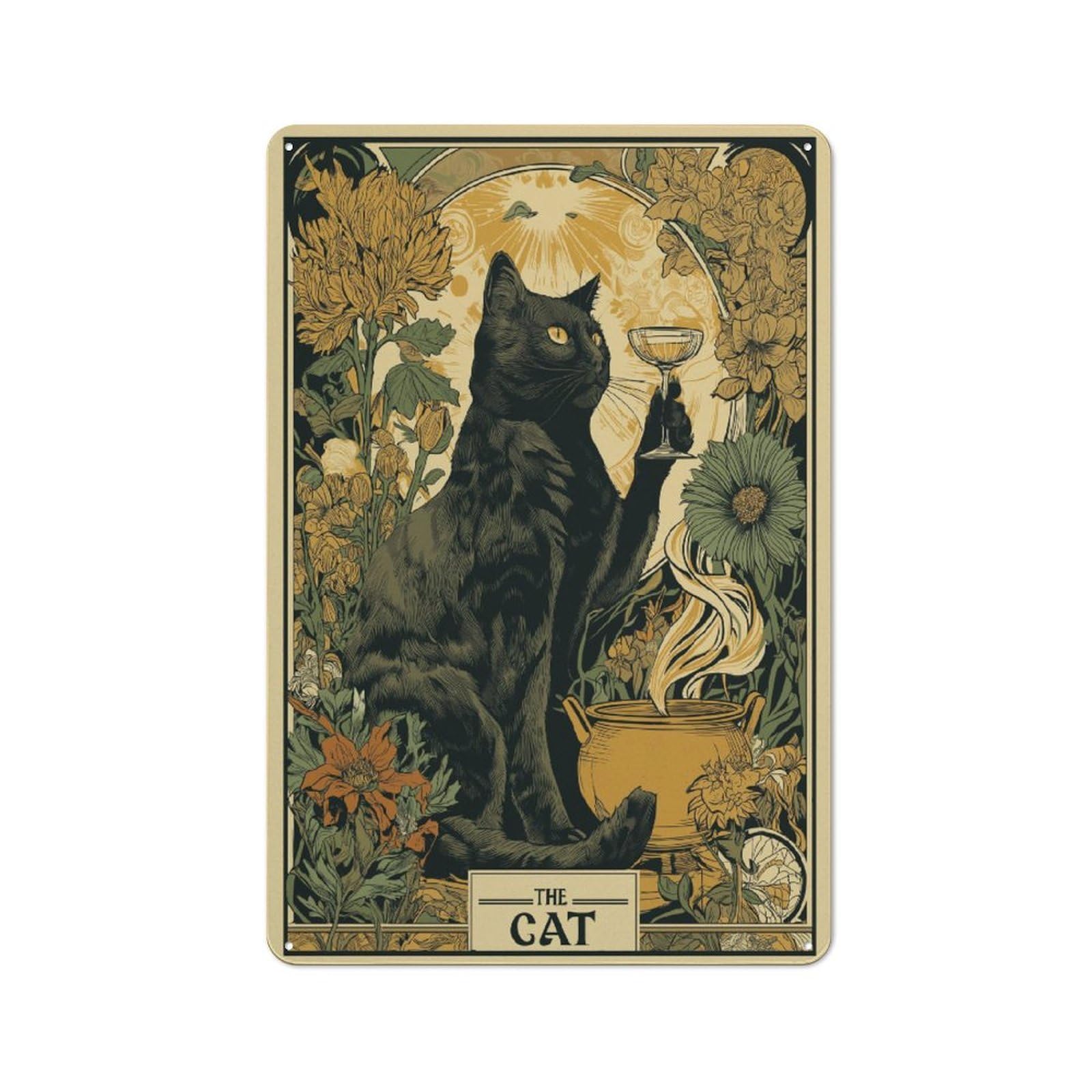Classic Metal Plaque 30x20cm Featuring Whiskered Elegance, Bistro Wall Plaque for Kitchen, Cafe, Pantry Or Dining Room