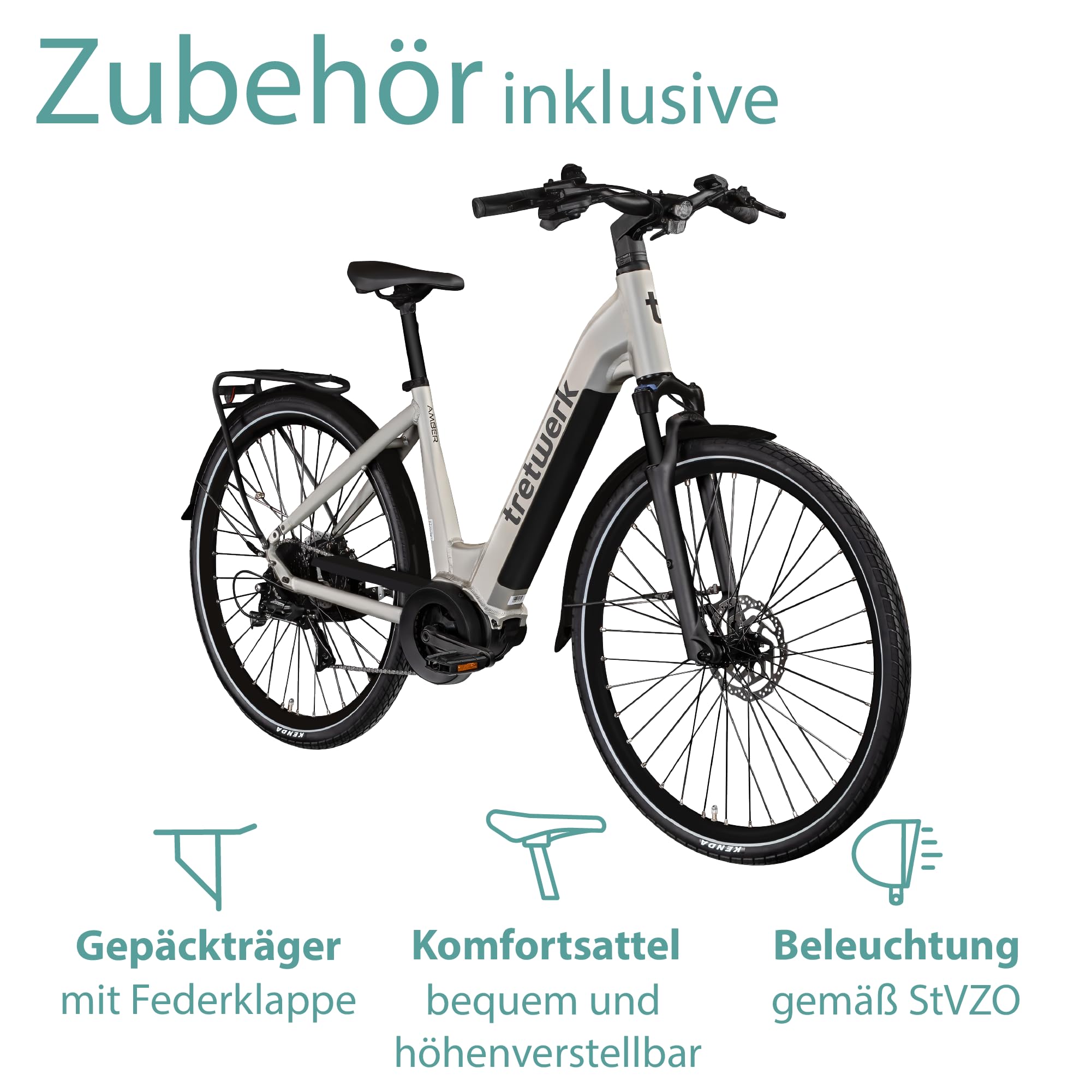 TRETWERK 28 Zoll E-Bike Damen Fahrrad Trekkingbike - Amber - Pedelec Damenfahrrad mit 8 Gang Schaltung - Elektrofahrrad Mittelmotor