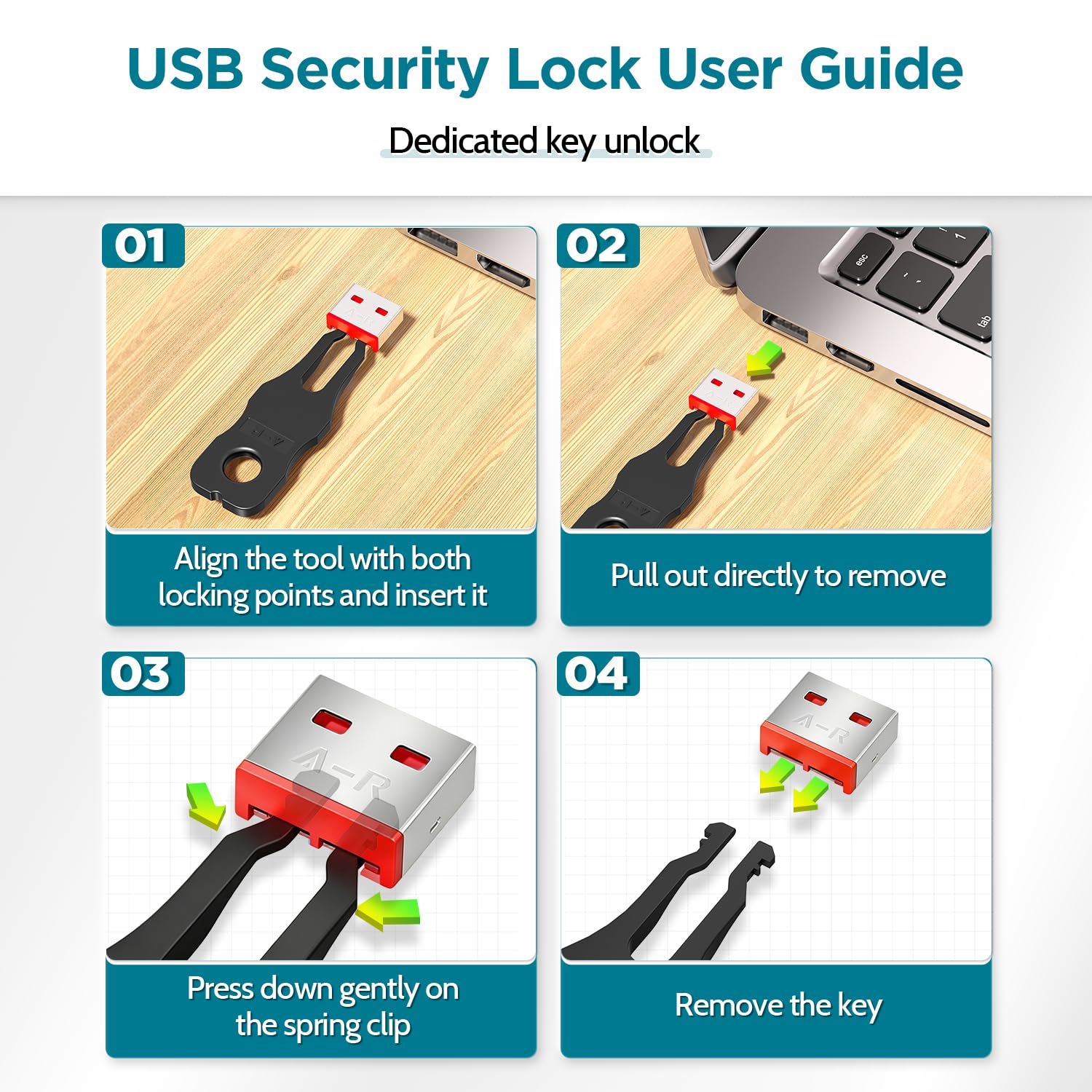 AMPCOM USB-Port-Block mit Schlüsseln, rot, 100 Einsätze mit 10 Schlüsseln