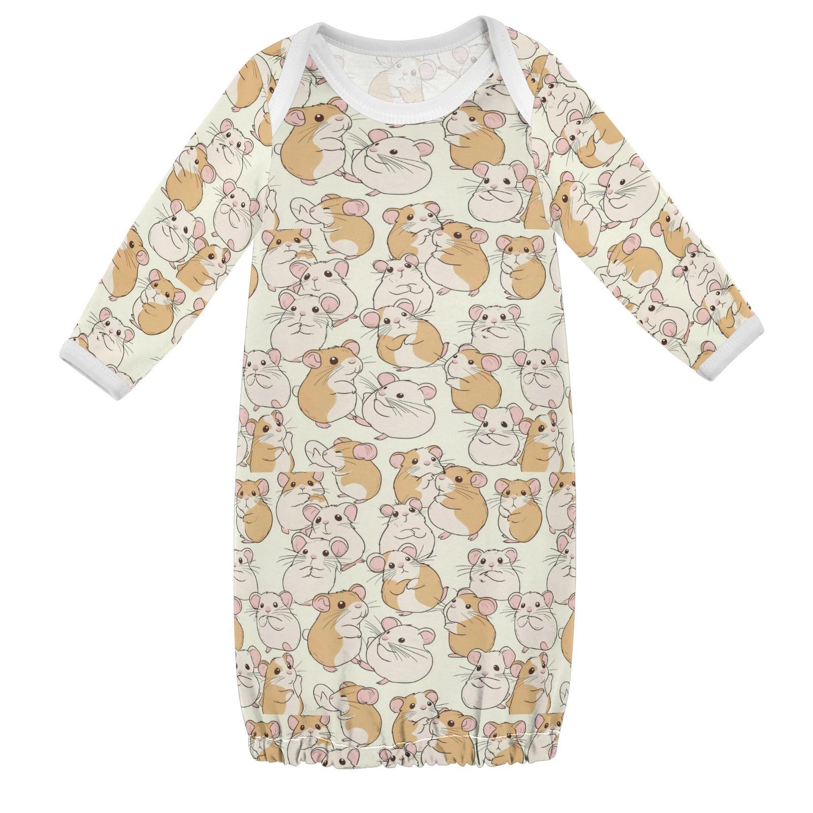 vvfelixl Cute Hamsters Huddle Together Baby Gown,Baby Sleepers Gown for Boy Girls Newborn Babys Nightgown for 6-12 Months Infant Cotton Nightdress Long Sleeve Multicolor
