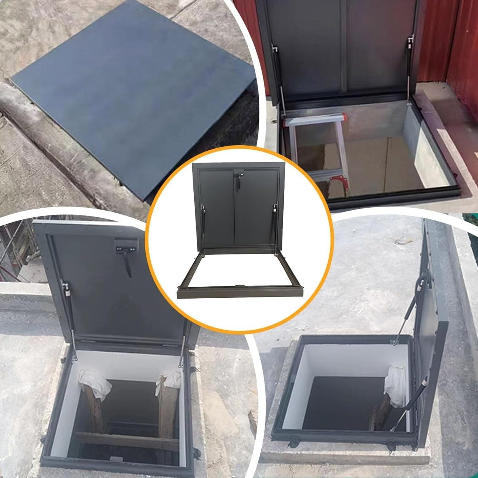 Escotilla de Acceso Comercial para tejados - Placa de Cubierta galvanizada para claraboyas en áticos y sótanos - Puerta Exterior sellada para almacenes - Blanca LXW 65x80