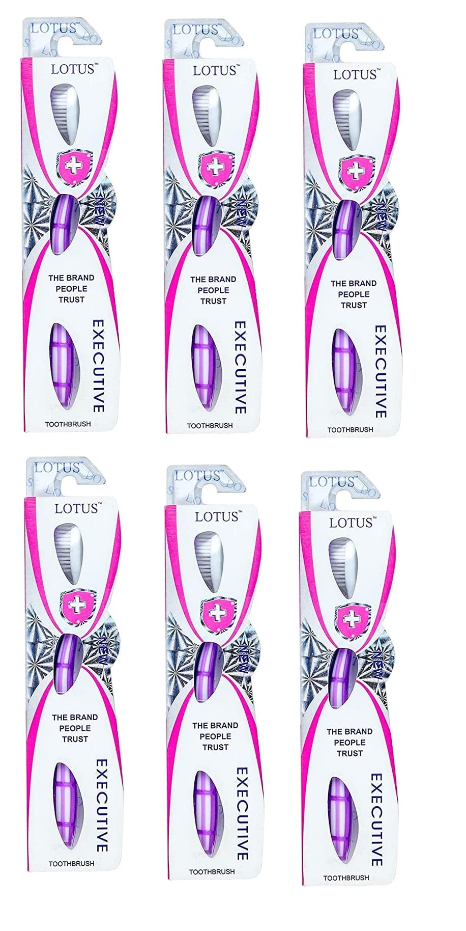 Lotus Toothbrush Extra Soft Bristles Executive Toothbrush | Pack of 6 (Multi colour)