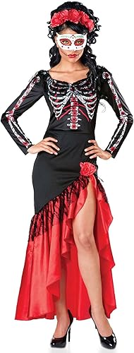 ALVOGIMOR Disfraz de señorita del día de los muertos para niñas, mujeres, disfraz de calavera de Halloween