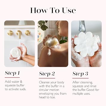 Spongelle Beach Grass Daisy Spongette Bath Sponge | Built-in Body Wash & Body Scrubber, Shower Loofah Sponge for Women, Travel Essentials | 7+ uses