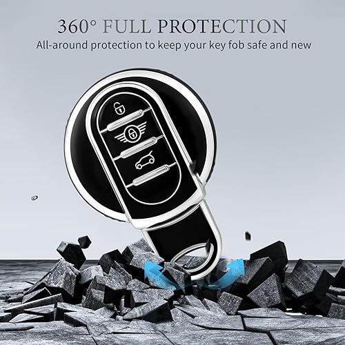 Miniatura 10 de OFFCURVE Funda para llavero BMW Mini, compatible con BMW Mini Cooper S D SD F56 F55 F54 F57 F60 R55 R55 R56 R57 R58 R59 R60 S Roadster Smart Key Fob