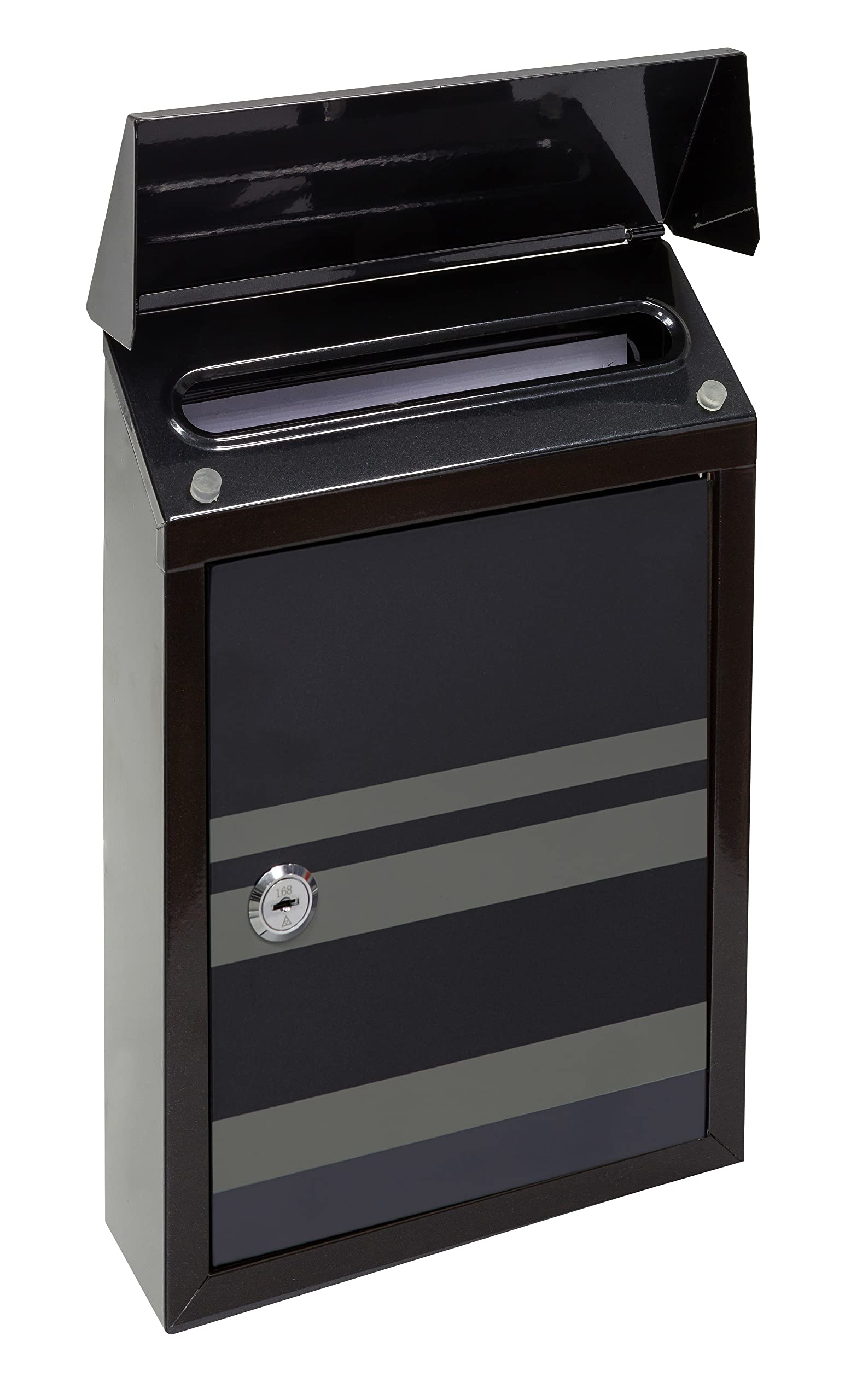 ARREGUI Smart Graphic E5724-STR Boîte aux Lettres en Acier avec Sérigraphie Décorative « Lines », Taille S (Courrier Format A5), avec Fente Arrière, Facile à Installer, Noir