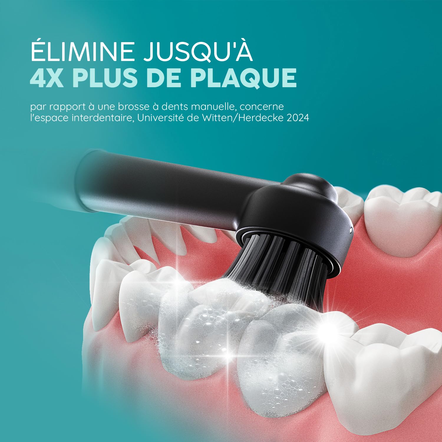 happybrush Eco R2 Brosse à Dents Électrique Rechargeable – Set de Démarrage Durable – 3 Modes de Nettoyage – Piles, 3 Brossettes & Dentifrice au Charbon Actif Inclus – Noir