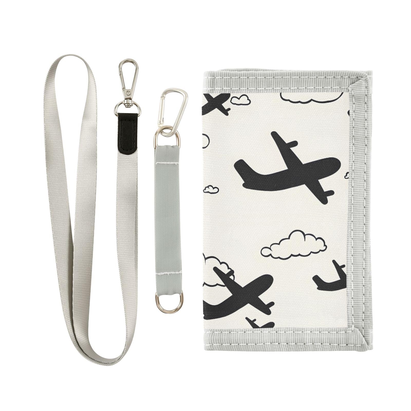 ALAZA Kids Wallets for Boys Girls Toddler Trifold Wallet Children Small Airplane Cloud with Zipper Coin Pocket