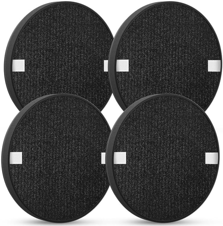 4 Pack Halo Replacement Filters for Pure Enrichment PureZone Halo Purifier | for Model PEAIRDSK, 2-in-1 HEPA Filters and Activated Carbon Pre-Filters, Easy Replacement