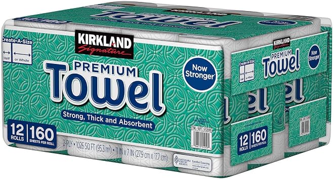 Kirkland Signature Premium Big Roll Paper Towels 12-roll, 160 Sheets Per Roll