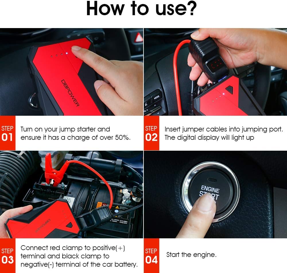 Buy DBPOWER 1000A Portable Car Jump Starter (UP to 7.0L Gas, 5.5L