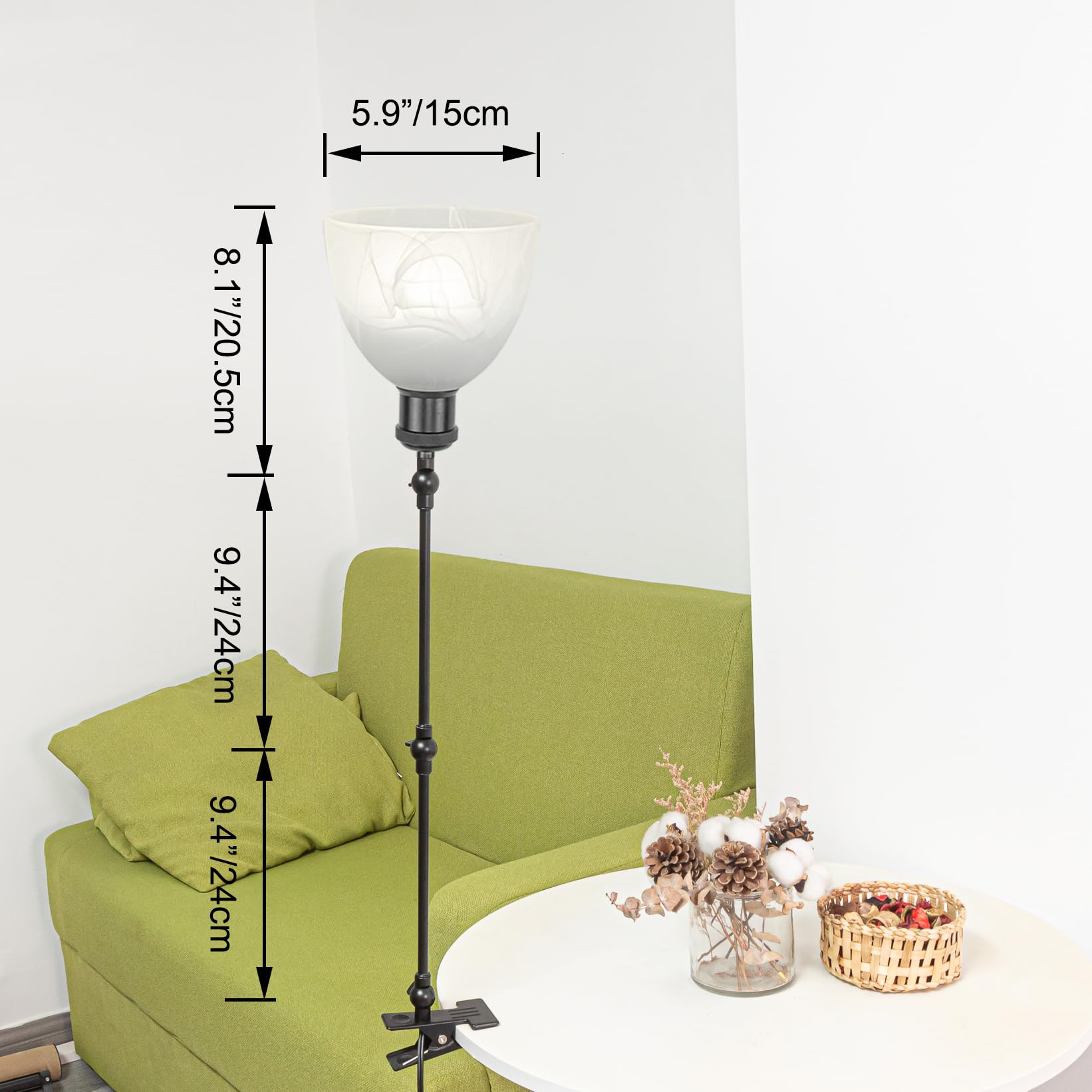 Industrial Klemmleuchte mit 2,5 Schalterkabel, Einstellbar Clip auf Schreibtisch Leselampe,Dimmbar Clamp Nachttischlampe mit Flexarm für Schreibtisch Nachttisch Regal- TD/1151B