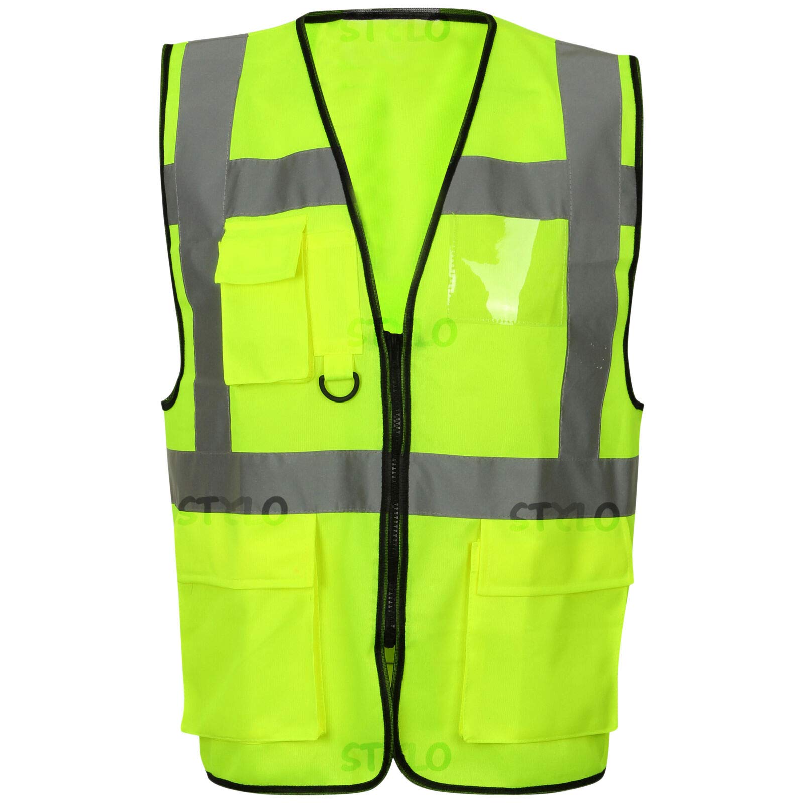 Executive Hi Viz Vest High Vis Visibility Zip Vests Reflective Security Work Contractor Safety Workwear Waistcoat Jacket Top (HV330 Yellow,5XL) — image 1