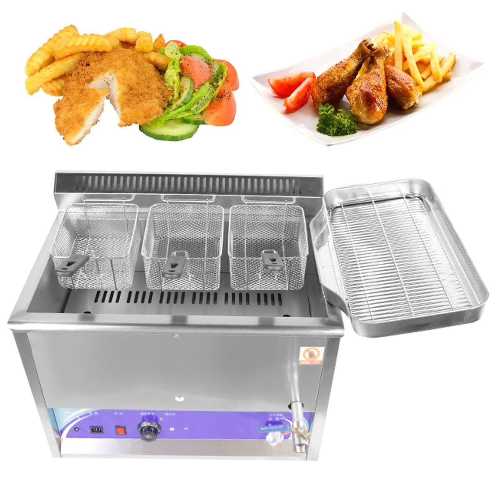 IUokLU Deep Fat Fryer,Stainless Steel LPG Fryer,Stainless Steel Fat Fryer with Removable Basket,Manual Adjustment Temperature for Commercial Restaurant Home Kitchen Equipmen,Style4 (Style2)