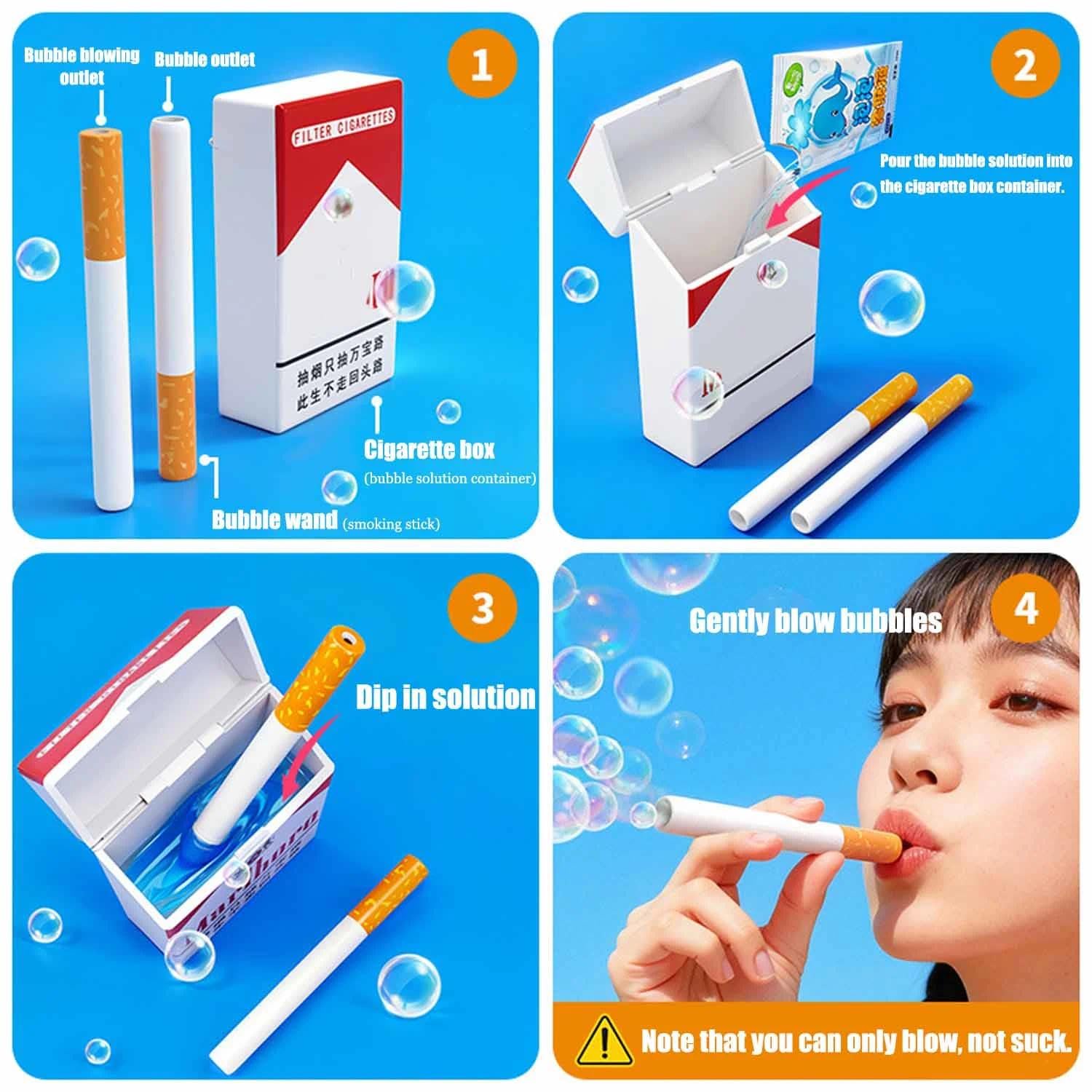 Bubble Machine Fake Stress Relief Toy,Bubble Blowing Cigarette Stress Toy,Bubbles Wands with Liquid,Mini Smoking Sticks with Liquid for Men Women,Birthday Christmas Party Funny Gifts