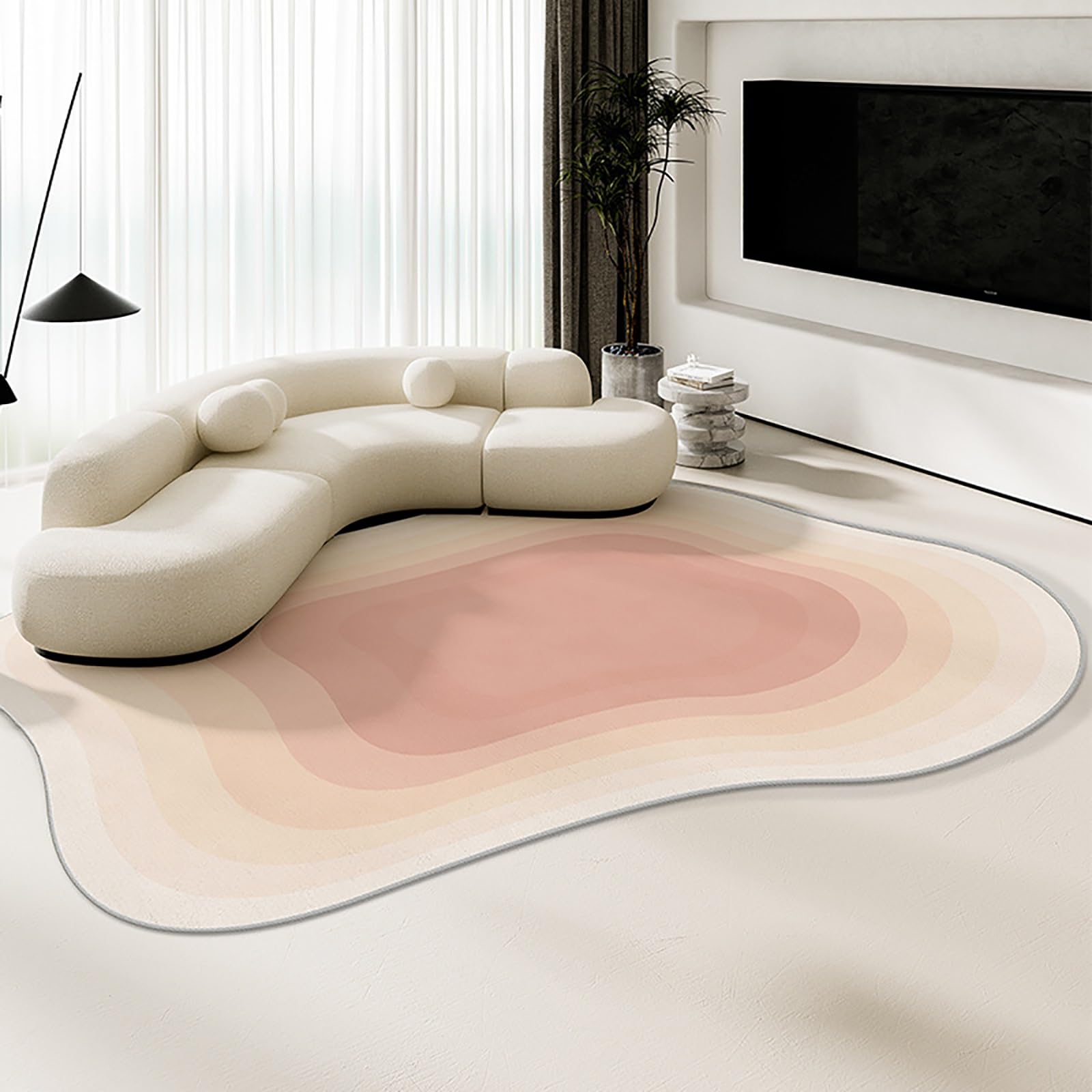 Tapis moderne lavable de forme irrégulière pour salon et bureau