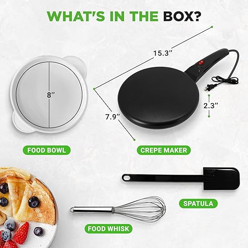 Vista 14 de Nutrichef Máquina eléctrica de crepé Placa de cocina antiadherente de 8 pulgadas con interruptor de encendido/apagado Cocina Roti, tortillas