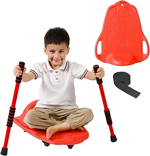 Large Scooter Board for Kids, Plastic Floor Scooter Board with Handles and Buckle, Gym Scooters for Indoor Outdoor Sports,Sensory Training