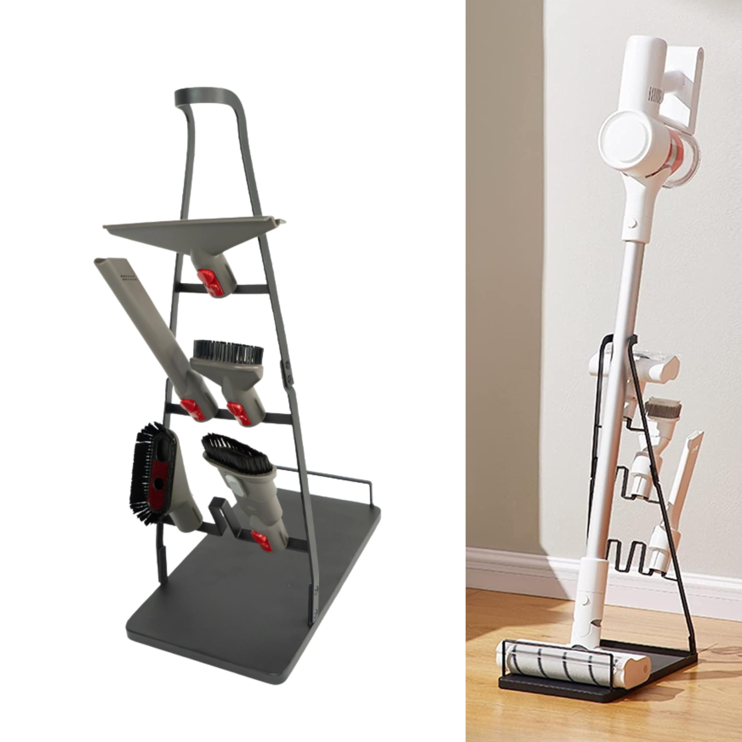 Vacuum Stand Compatible with Dyson V6 V7 V8 V10 V11 V15 – Freestanding Steel Organizer Rack, No Drilling, Stable Base for Cordless Vacuum and Accessories