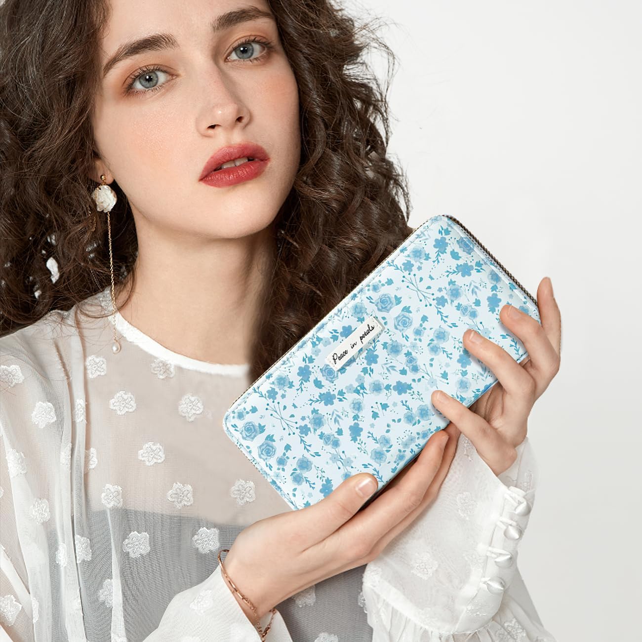 Sunwel Fashion Floral Long Wallet for Women Girls (BLUE) image 5