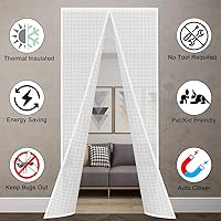 Vista 8 de Cortina aislante para puerta, pantalla térmica magnética autosellante para puerta, detiene corrientes de invierno, mantiene el frío afuera, cubierta